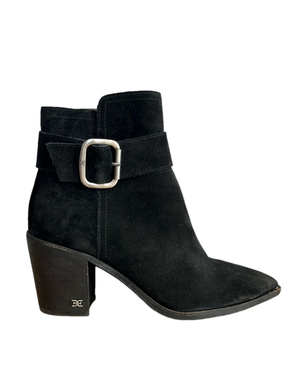 Sam Edelman Leonia Black Suede Western Ankle Boots